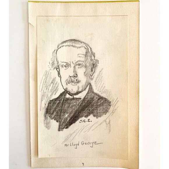 Jerome Eisenberg UK PM Lloyd George 1925 Original Art Pencil 1/1 Signed DWN8C - Picture 2 of 3